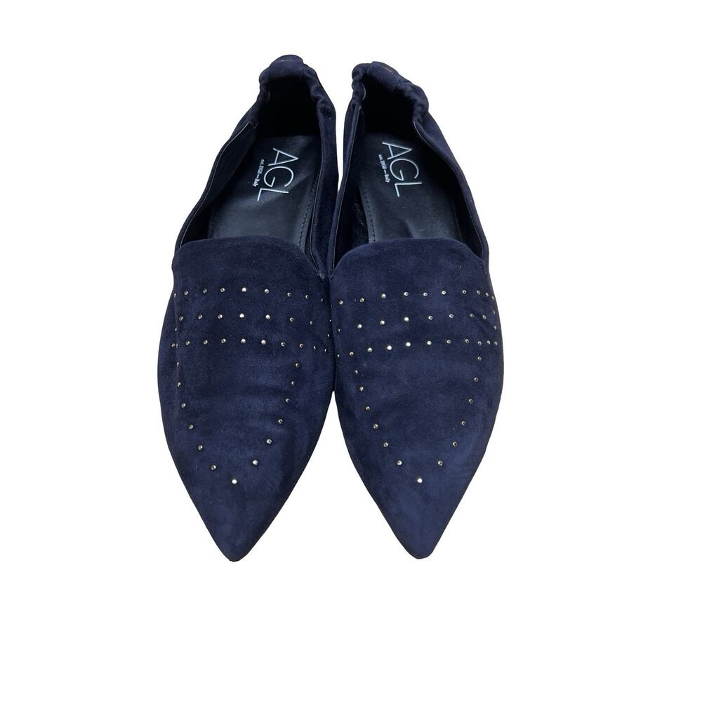 AGL Attilio Giusti Leombruni Studded Blue Suede Loafers Flats 11.5- 12 / 42.5